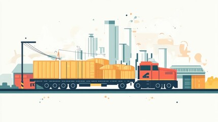 Poster - Streamlining Supply Chain Logistics A Flat Design Showcasing the Tracking and Management of Raw Material Supplies to Optimize and Efficiency