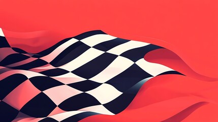 Aufkleber - Checkered Flag Waving Over Red Background