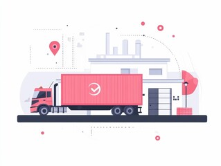 Poster - of a flat design supply chain collaborative logistics tracking system  The image showcases the digital and data driven approach to optimize transportation distribution