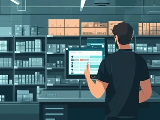 Fototapete - Streamlined Supply Chain Monitoring Dashboard with Real Time Data Analytics for Optimized Inventory Management and Logistics Optimization