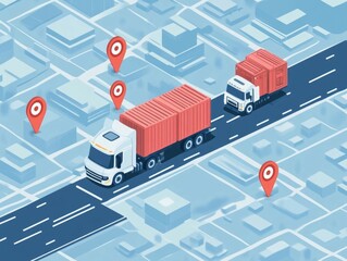 Poster - Flat design showcasing the use of smart sensors and technologies to enable real time tracking monitoring and optimization of logistics and supply chain