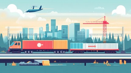 Poster - Optimizing Transportation Logistics Streamlining Delivery Routes Cargo Management and Supply Chain Efficiency through Data Driven Solutions and Flat Design