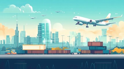 Poster - efficient air freight management for streamlined logistics and supply chain solutions flat design sh