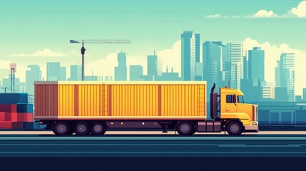 Poster - Efficient Logistics and Supply Chain Transportation Management for Streamlined of a flat design concept showcasing the of various elements such as warehousing shipping inventory control