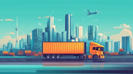 Fototapete - Streamlined Logistics Planning for Optimized Transportation and Supply Chain Management