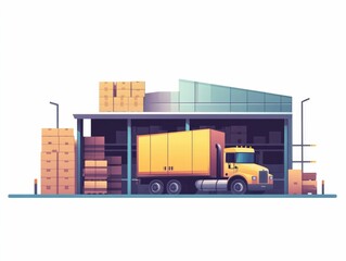 Poster - Optimized Real Time Inventory Management for Efficient Logistics   Flat Design Depicting Data Analytics Supply Chain Optimization and Warehouse Management Solutions