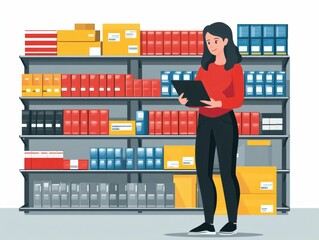 Poster - Optimizing Inventory and Dynamic Replenishment Processes through Flat Design Showcasing the concepts of logistics management supply chain efficiency and data driven decision making