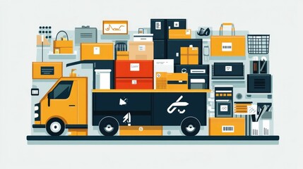 Poster - Efficient Inventory Management A Flat Design Showcasing the Optimization of Logistics and Reduction of Excess through Strategic Planning and Data Driven Decisions