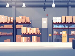 Poster - Optimizing Product Placement in Warehouses A Flat Design Showcasing Efficient Logistics and Supply Chain Management Strategies for Businesses and E commerce