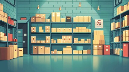 Poster - Comprehensive showcasing the streamlined process of inventory management and multi channel inventory synchronization through a flat design approach