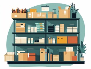 Poster - Optimizing Inventory Turnover Rates through Streamlined Logistics Management A Flat Design Showcasing the Importance of Data Driven Supply Chain Optimization and Warehouse Efficiency