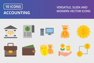 Wall Mural - Accounting Flat Icon Set