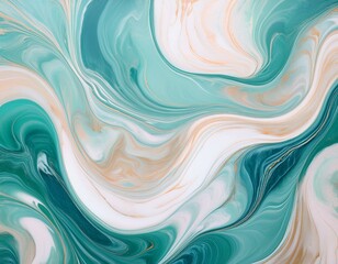 Aqua Marble Swirl - Serene Elegance with Gold Highlights