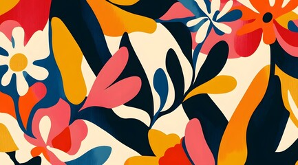 Wall Mural - Abstract Floral Pattern with Vibrant Colors and Organic Shapes