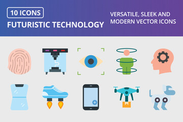 Wall Mural - Futuristic Technology Flat Icon set