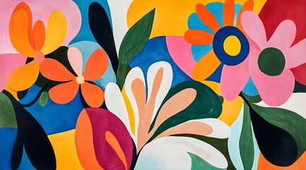 Wall Mural - Abstract Floral Painting with Vibrant Colors