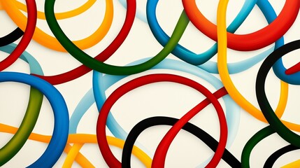 Poster - A colorful painting of many different colored circles. The circles are of different sizes and colors, and they are all connected to each other. The painting has a sense of movement and energy