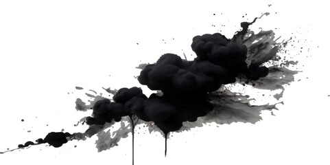 Vector abstract black rainbow holi paint and colorful cloud smoke powder explosion isolated on transparent wide panorama background.