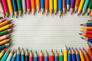Poster - A colorful arrangement of pencils in a circular shape, great for artistic and educational purposes