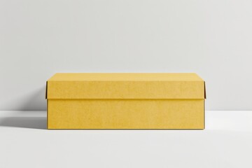 Wall Mural - A simple yellow box sitting on a white background, ready for use in various designs