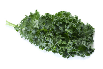 Sticker - Fresh green leaves of Kale. Green vegetable leaves isolated on a white background.