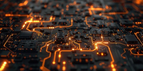 Poster - Close-up view of electronic circuit board with various components and wires