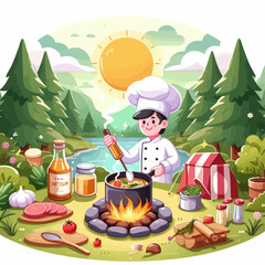 Canvas Print - cooking in nature  vector