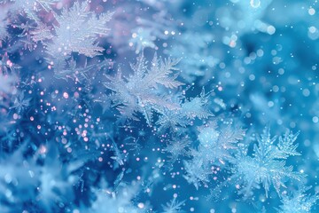 Abstract blue winter background with cold tones, icy textures, and frosty patterns.