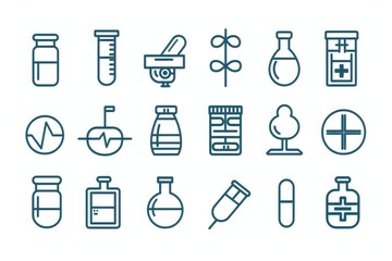 Poster - Set of medical icons with various symbols and illustrations