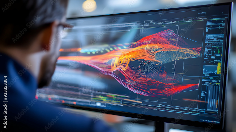 Foto de stock an aerospace engineer designing a supersonic aircraft