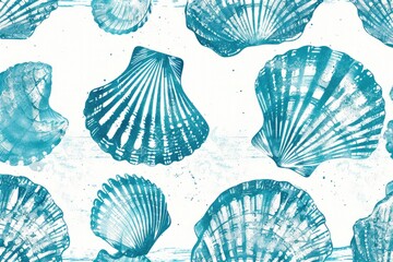 Poster - A collection of sea shells arranged on a white background