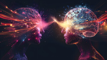 Visual Representation of Telepathic Communication Between Two Minds