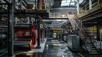 Poster - Large industrial building with many stairs, suitable for commercial or industrial settings