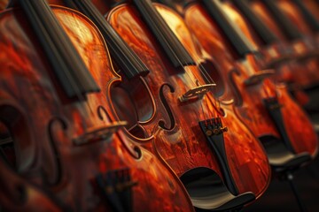 Poster - A detailed view of violin strings, ideal for music or instrument-related uses