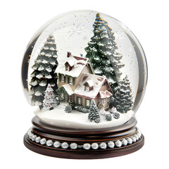 Wall Mural - [transparent background png]winter wonderland snow globe with house and trees
