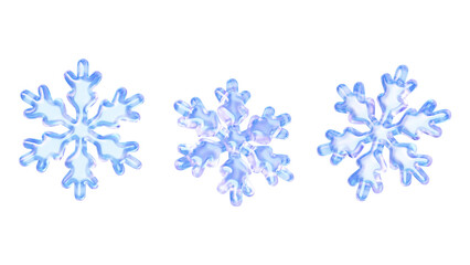 holographic glass snowflakes set. new year's and christmas snowflake icons for greeting cards, socia