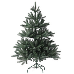 Wall Mural - [transparent background png]green artificial christmas tree with metal stand on white background