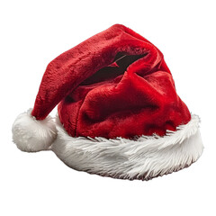 Wall Mural - [transparent background png]red santa claus hat isolated on white background