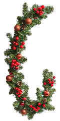 Wall Mural - [transparent background png]christmas garland with red berries and ornaments