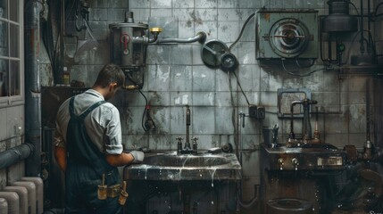 Aufkleber - A person working on machinery in an industrial setting