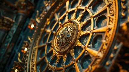 Poster - A close-up shot of a clock on a building wall, providing a detailed view of the clock's face and surroundings