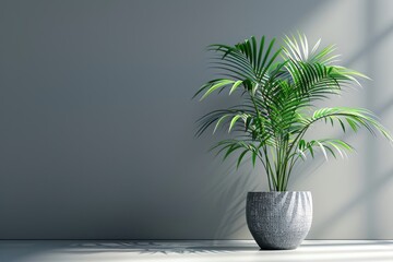 Wall Mural - A single potted plant sitting on a white floor, great for home decor or office use