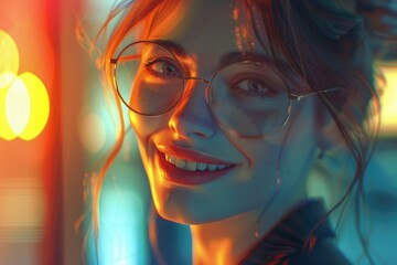 Poster - Close-up of a person wearing glasses, suitable for use in business or educational settings