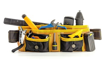 Poster - A tool belt filled with various tools on a clean white surface