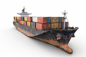 Poster - A large cargo ship carrying many containers on its deck