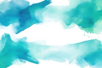 Poster - Abstract watercolor background with blue and green brush strokes. Artistic and serene composition.