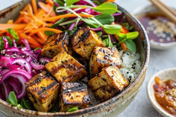 Poster - A bowl filled with tofu and vegetables