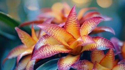 Sticker - Close-Up of a Bromeliad with Yellow and Red Petals