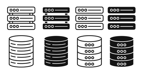 Poster - Database vector icon set. server business sign. cylinder datacenter storage symbol in black color.