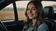 © AI ART GALLERY - Smiling young woman driving car